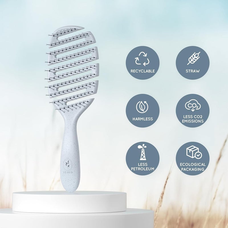 ecoed Hair brush, Vented Detangling Brush, Quickly Detangles and Smooths hair for Curly, Thick, and Straight Hair, Hair Brush for Women and Men, Blue, Eco Friendly, Sustainable Material - Image 3